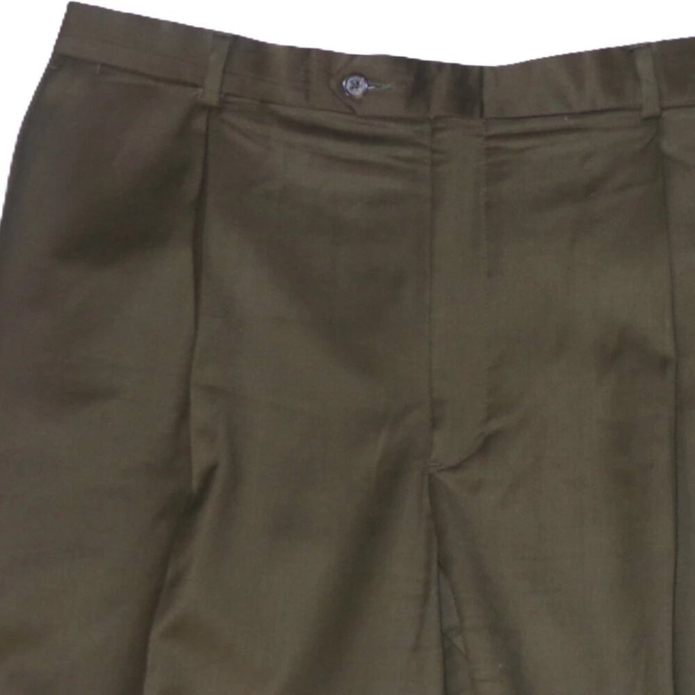 Barry Bricken Men’s Wool Dress Pants 36x31 Brown Gabardine Flat Front